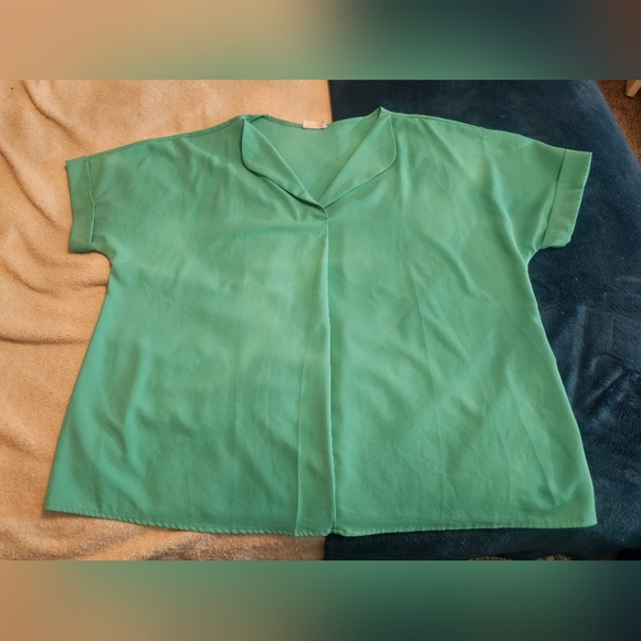 Shopin LA 2X Slinky Blouse in Mint/Seafoam Green - Picture 3 of 7